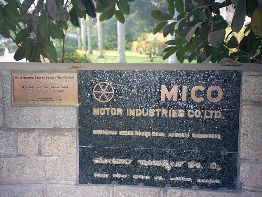 MICO Ltd in Adugodi. Company Name Plate. Bangalore. .