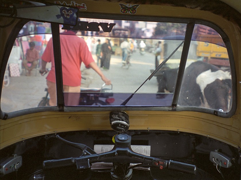 Bangalore. Inside an Auto Rickshaw. Bangalore. .