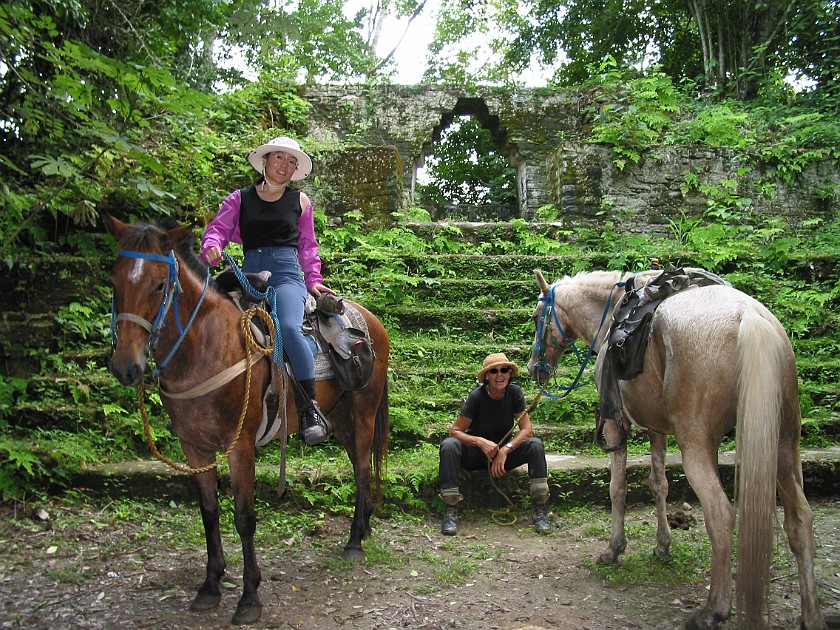 Horeseback Riding Tour in the Jungle Around San Ignacio. Hidden Building. San Ignacio. .