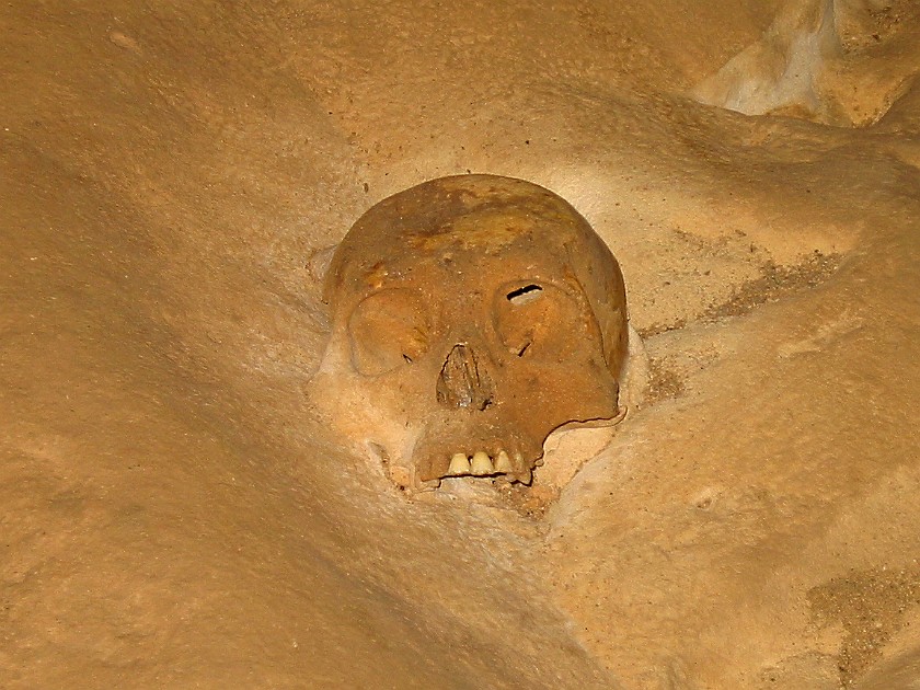 Actun Tunichil Muknal Cave Tour. Skull. near San Ignacio. .
