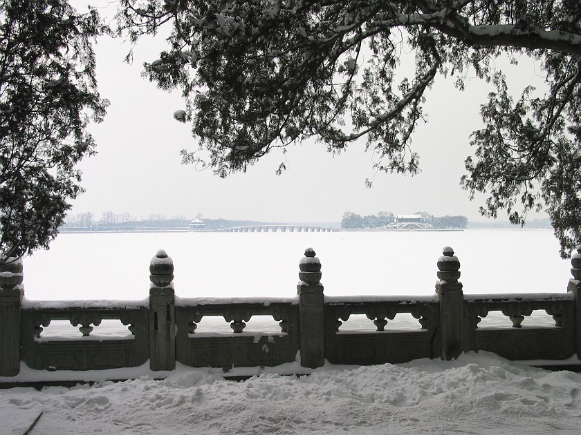 Yiheyuan (Summer Palace). View on Nanhu Dao (South Lake Island). Beijing. .