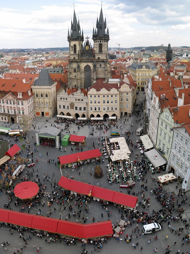 Staré Mesto (Old Town). View from Staromestská Radnice (Old Town Hall) on the Old Town Square. Prague. .