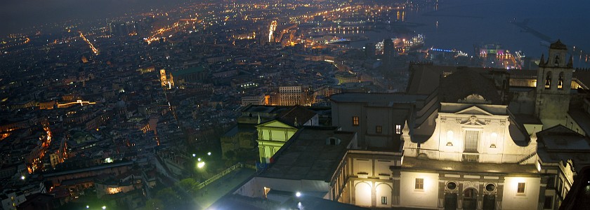 Spaccanapoli. View on Certosa di San Martino and City of Naples. Naples. .