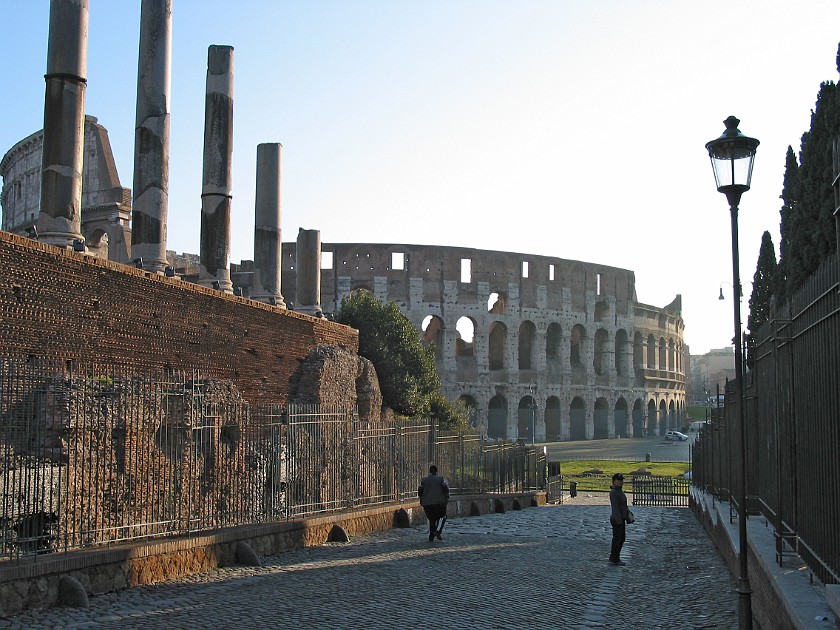 East of the Colosseum and Palatine Hill. Via Sacra. Rome. .