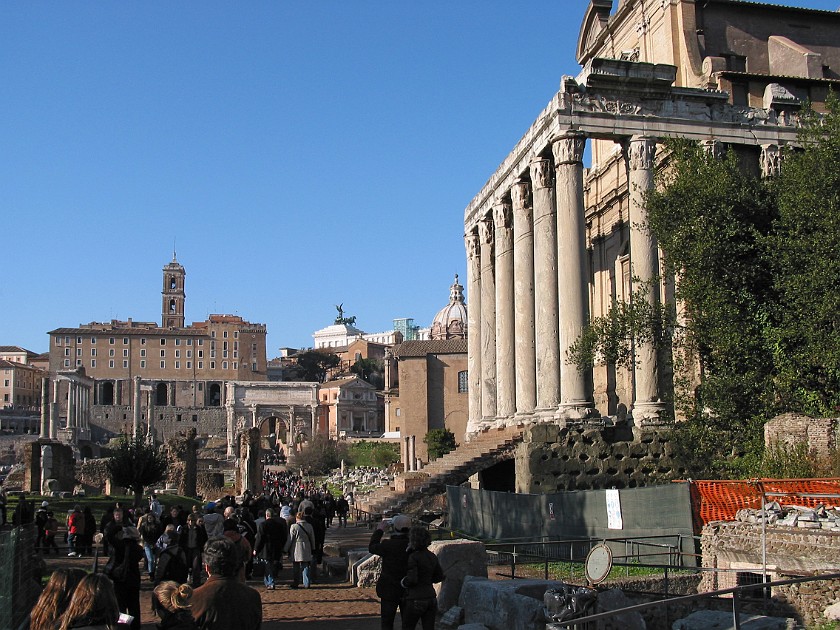 Roman Forum. North-West View from Via Sacra and the Roman Forum. Rome. .