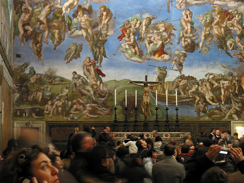 Vatican Museum. The Last Judgement, Fresco by Michelangelo, Sistine Chapel. Vatican City. .