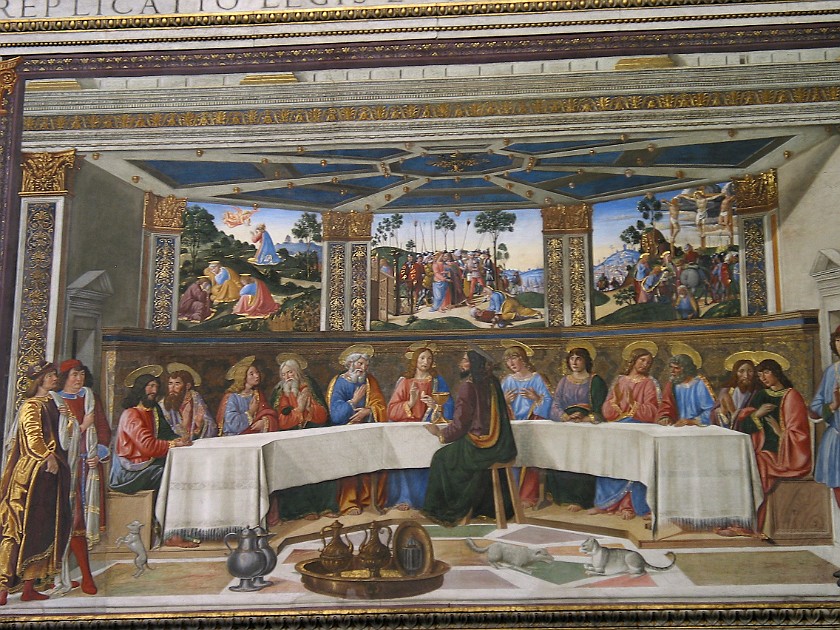 Vatican Museum. The Last Supper, Fresco by Rosselli and Antonio, Sistine Chapel. Vatican City. .