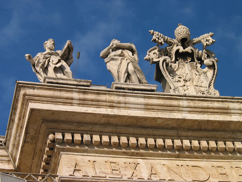 St. Peter's Basilica. Sculptures on the Top of the Colonades of Piazza San Pietro. Vatican City. .