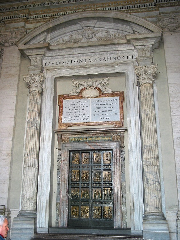 St. Peter's Basilica. Side Entrance Door to the Basilica. Vatican City. .