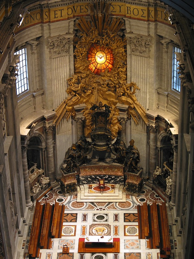 St. Peter's Basilica. View from the Dome to the End Altar. Vatican City. .