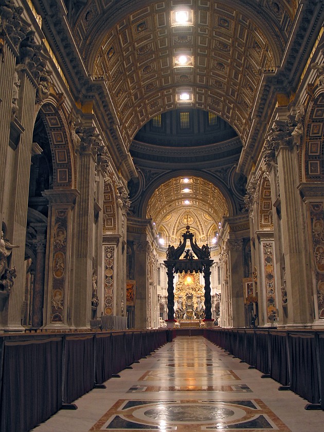 St. Peter's Basilica. Central Aisle. Vatican City. .