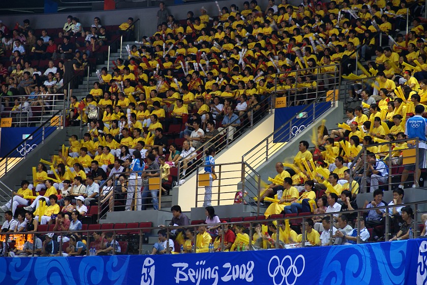 Women's Preliminary Basketball Russia vs White Russia. Organized cheerers. Beijing. .