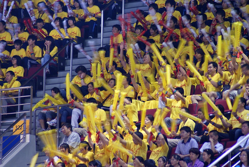 Women's Preliminary Basketball Russia vs White Russia. Organized cheerers. Beijing. .