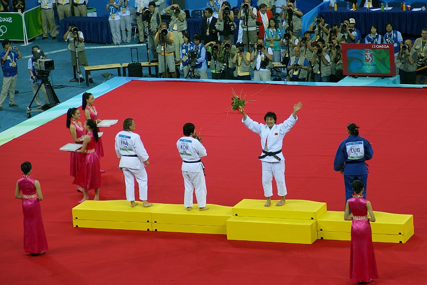 Judo Women's 78kg and Men's 100kg Final. Medal ceremony. Beijing. .