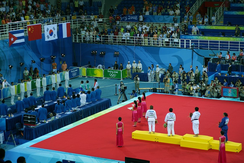 Judo Women's 78kg and Men's 100kg Final. Medal ceremony. Beijing. .