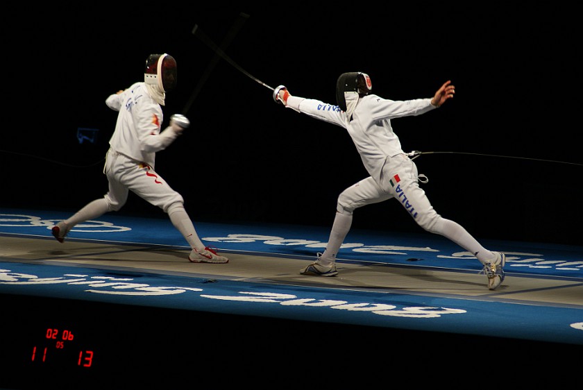 Men's Team Epee Bronze and Gold Medal Matches. Bronze medal match China vs Italy. Beijing. .