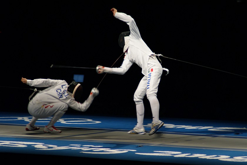 Men's Team Epee Bronze and Gold Medal Matches. Bronze medal match China vs Italy. Beijing. .