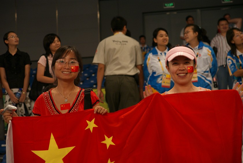 Men's Team Epee Bronze and Gold Medal Matches. Chinese fans. Beijing. .