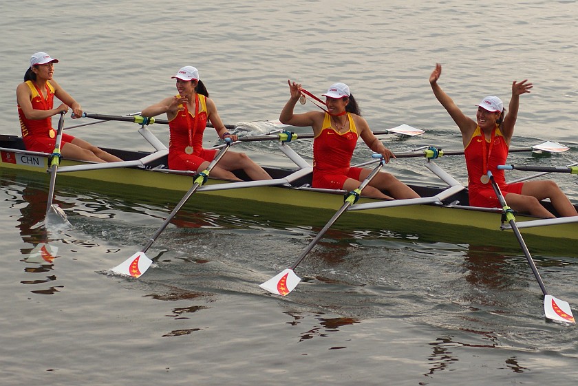 Rowing Finals. Chinese women's quadruple sculls. Beijing. .