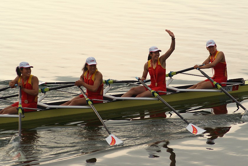 Rowing Finals. Chinese women's quadruple sculls. Beijing. .