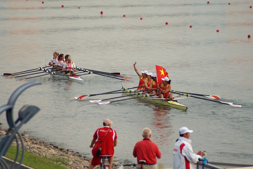 Rowing Finals. German and chinese women's quadruple sculls. Beijing. .