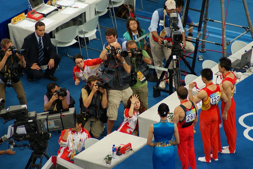 Gymnastics Artistic Finals. Photo-shooting with the medalists. Beijing. .