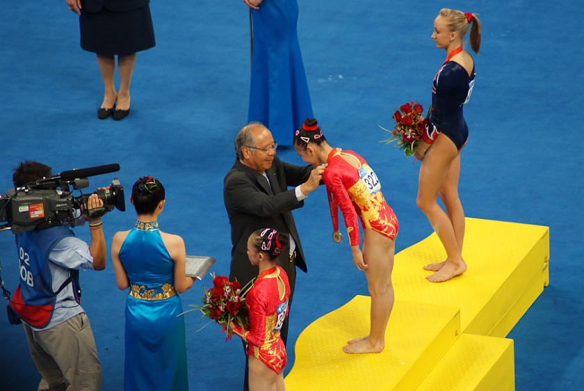 Gymnastics Artistic Finals. He Kexin won the women's uneven bars final. Beijing. .