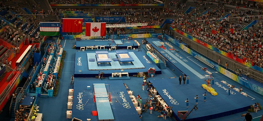 Gymnastics Artistic Finals. Medal ceremony, He Wenna won the woman's trampoline final. Beijing. .