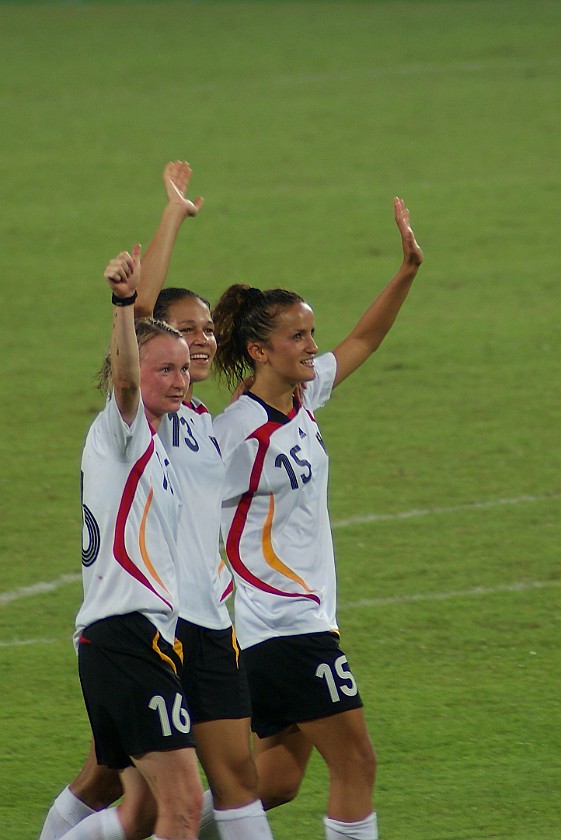 Women's Football Bronze Match Germany vs Japan. Team celebrates the victory. Beijing. .