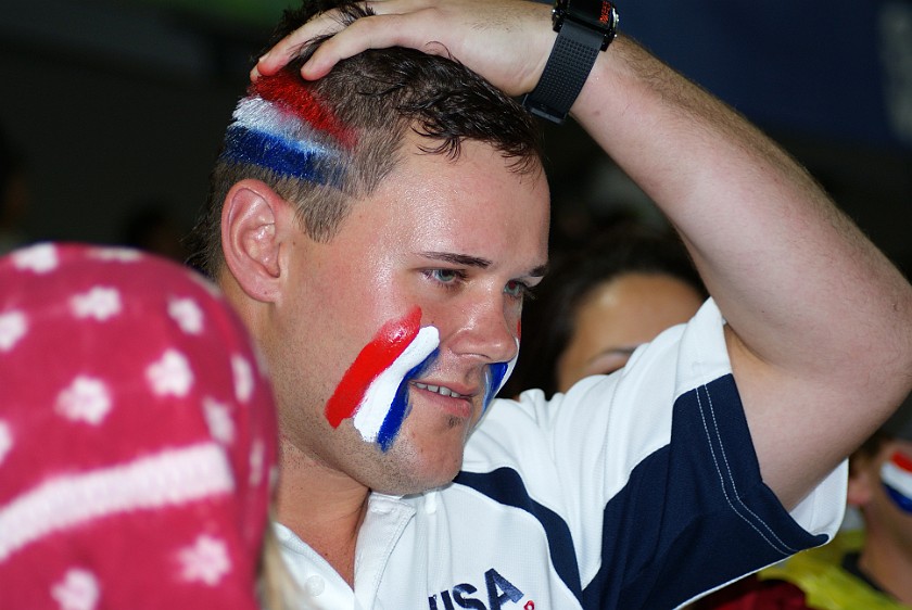 Women's Football Bronze Match Germany vs Japan. US-American fan. Beijing. .