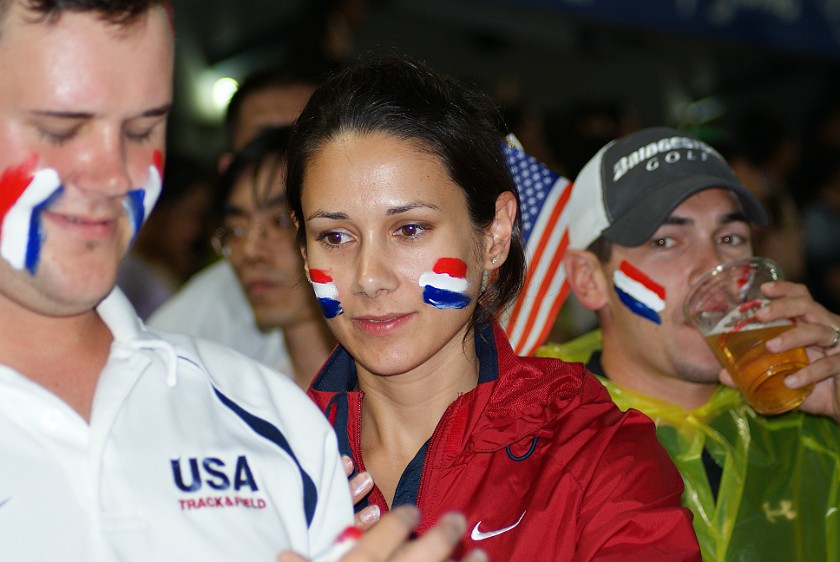 Women's Football Bronze Match Germany vs Japan. US-American fans. Beijing. .