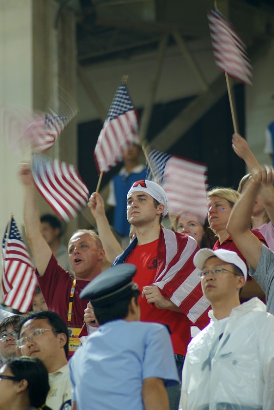 Women's Football Bronze Match Germany vs Japan. US-American fans. Beijing. .