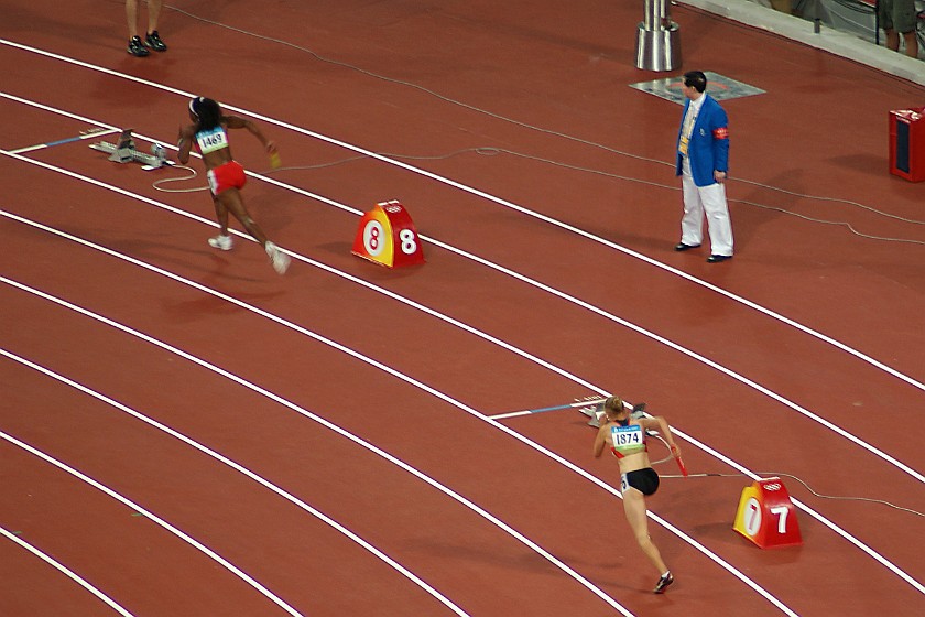 Athletics Finals. Women's 4x 100m relay final. Beijing. .