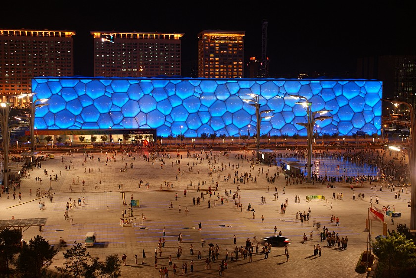 Olympic Green at Night. National Aquatics Center. Beijing. .