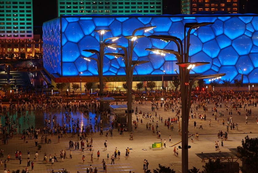 Olympic Green at Night. National Aquatics Center. Beijing. .