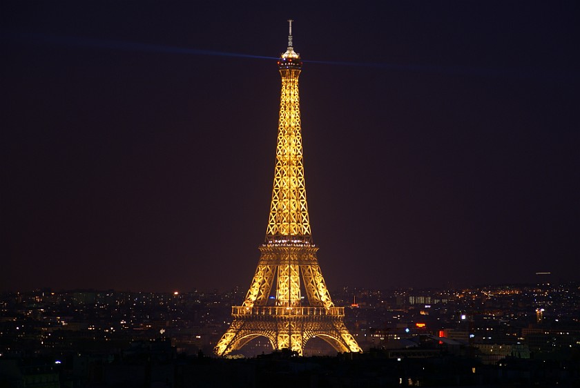 Arc de Triomphe. View from Arc de Triomphe on Eiffel Tower at night. Paris. .