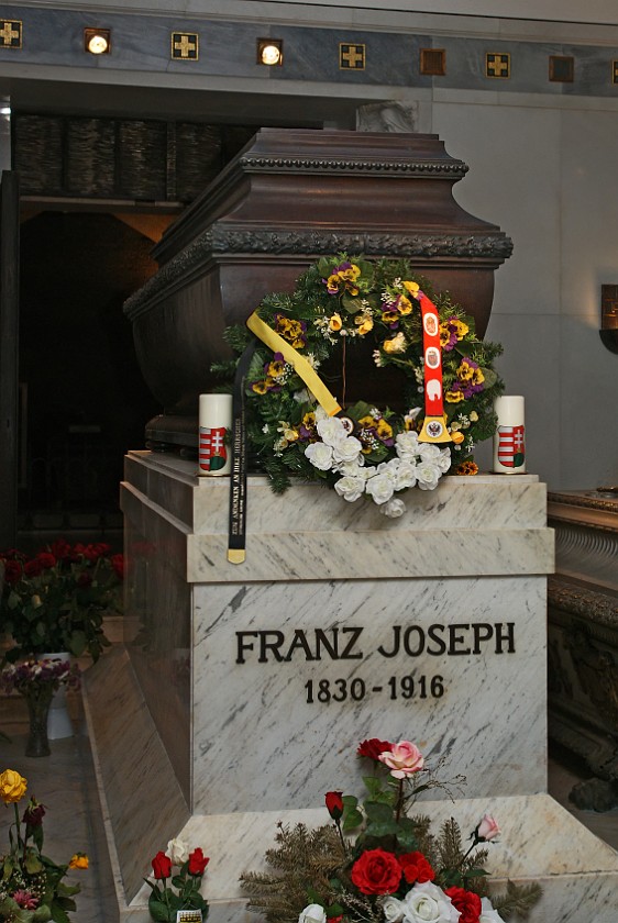 Imperial Burial Vault. Coffin of Emperor Franz Joseph. Vienna. .