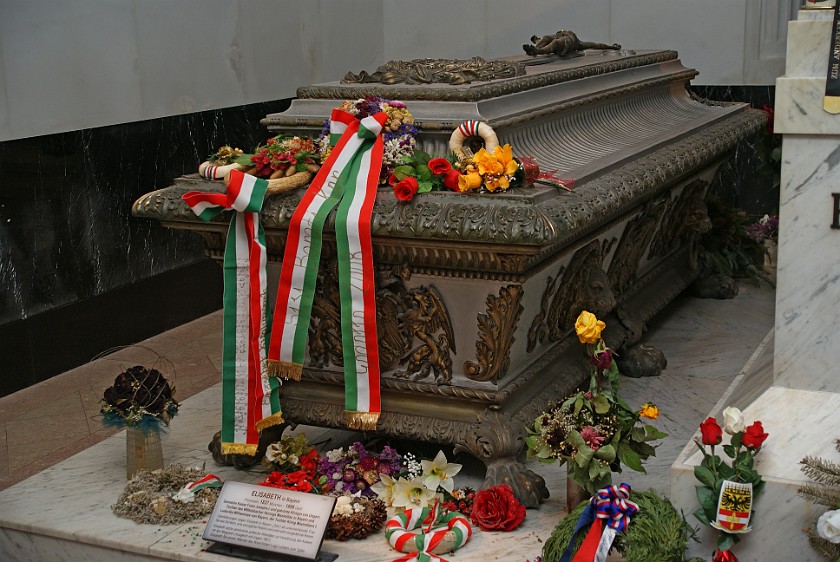 Imperial Burial Vault. Coffin of Empress Elisabeth. Vienna. .