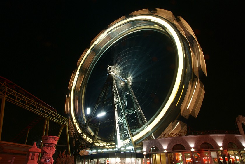 Prater. Giant Ferris Wheel in Motion. Vienna. .