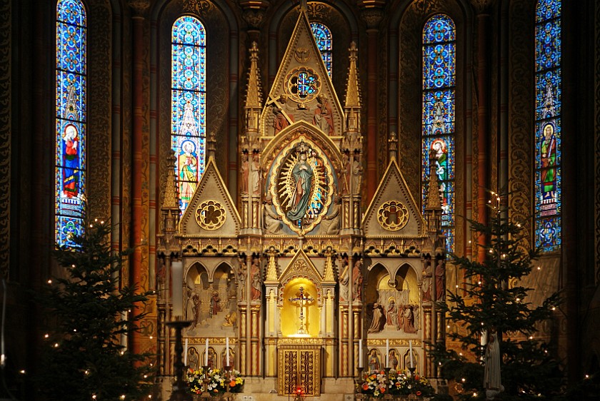 Northern Castle Hill. High Altar of Mathias Church. Budapest. .