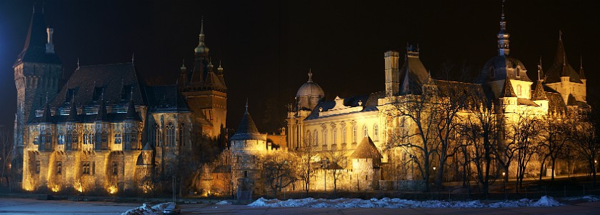 Around Heroes' Square. Vajdahunyad Castle. Budapest. .