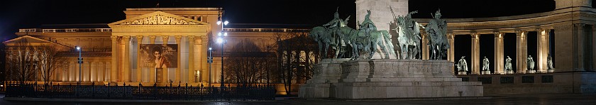 Around Heroes' Square. Museum of Fine Arts and Millennium Memorial. Budapest. .