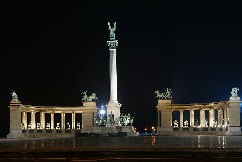 Around Heroes' Square. Millennium Memorial. Budapest. .