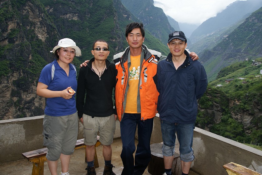 Daytrip to the Tiger Leaping Gorge. Tourist group and owner of the Tian Ti guest house. Tiger Leaping Gorge. .