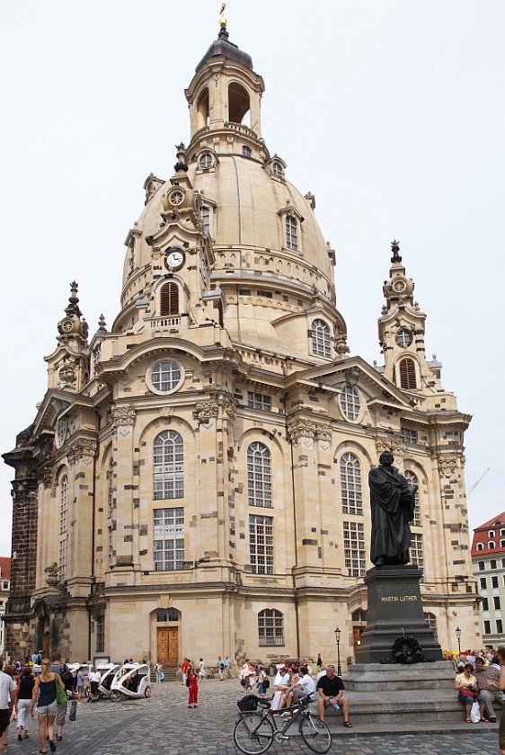 Frauenkirche. Church with Luther statue. Dresden. .