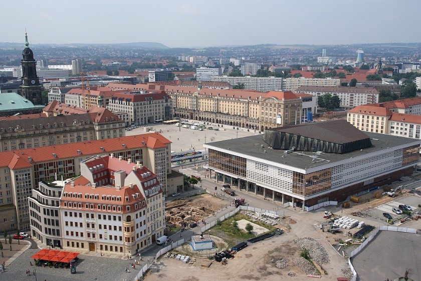 Dresden Inner City. View from the Frauenkirche on Kulturpalast and Altmarkt. Dresden. .