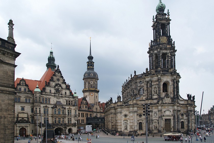 Dresden Inner City. Schloßplatz with castle and cathedral. Dresden. .