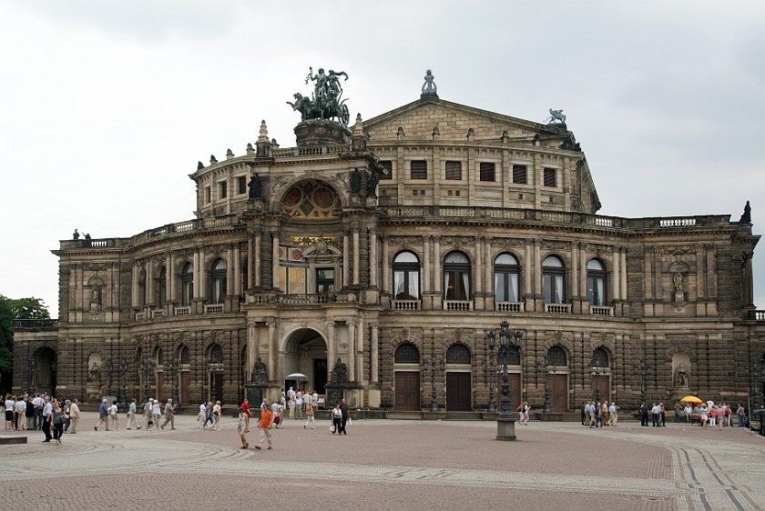 Semper Opera. Opera building from Theaterplatz. Dresden. .