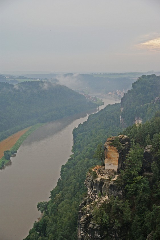 Bastei. Northern view on the Elbe. Saxon Switzerland. .