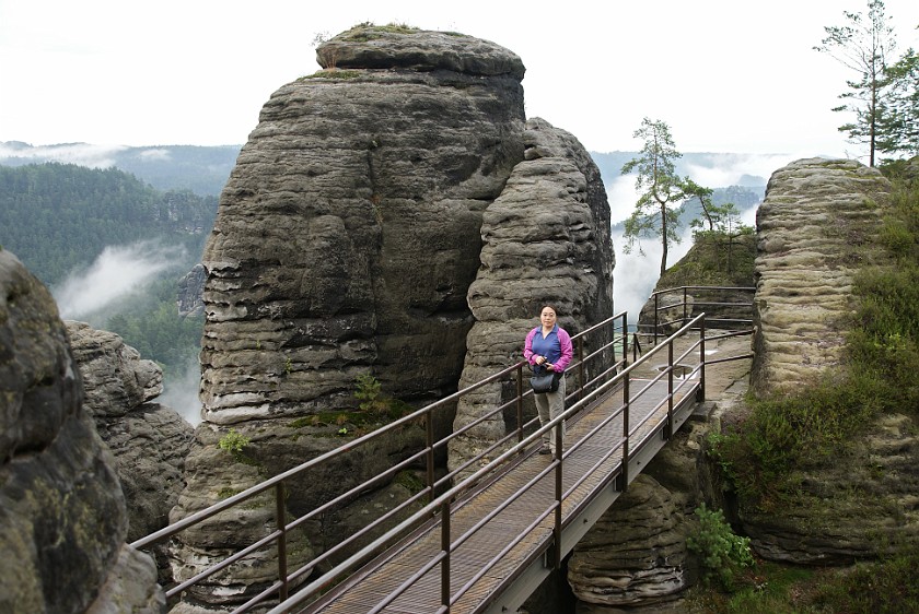 Bastei. Iron bridge. Saxon Switzerland. .